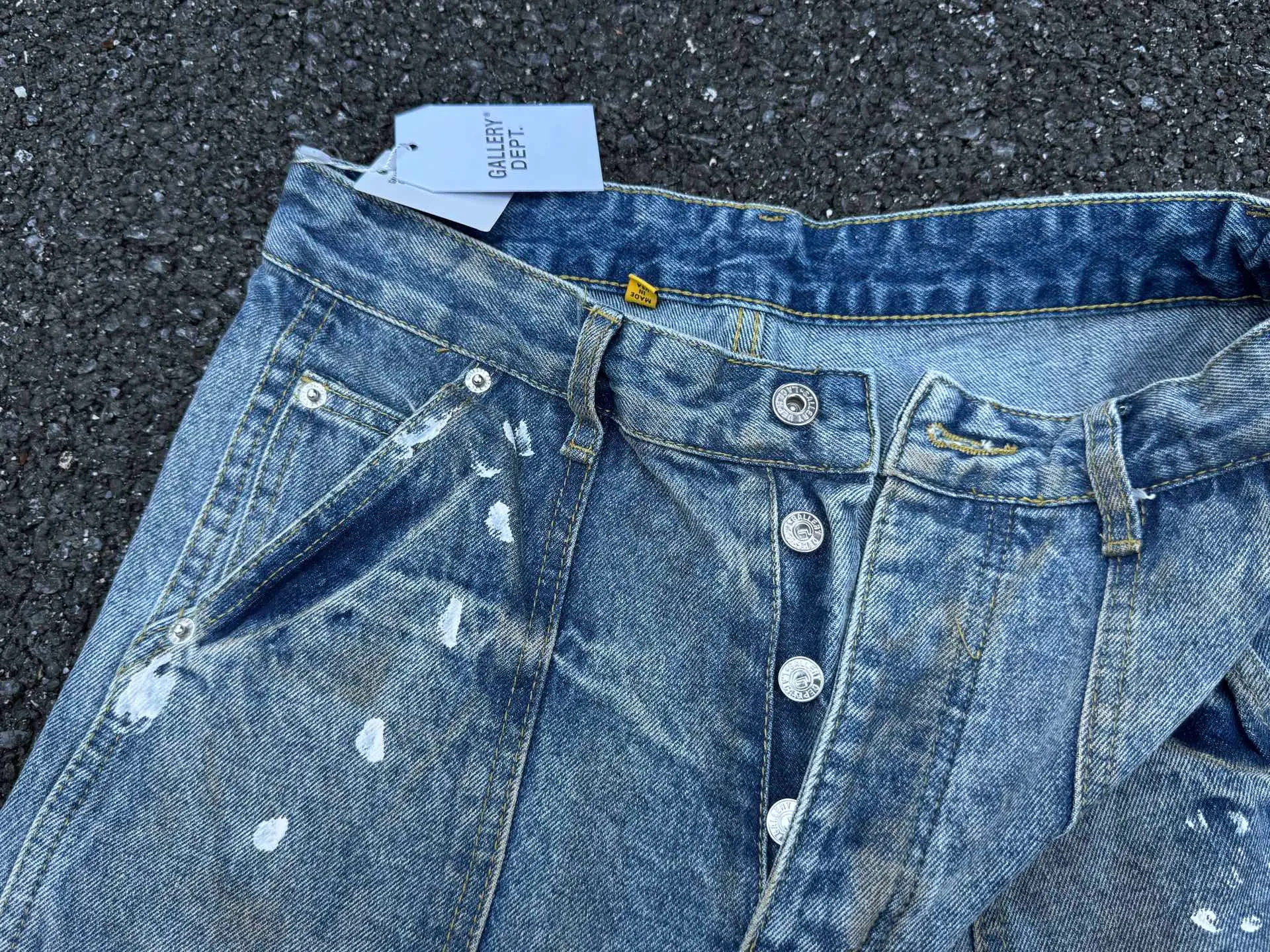 P260💰G97 GALLERY DEPT. Logging retro old stained ink denim bell bottoms washed jeans Size: 28 30 32 34 36